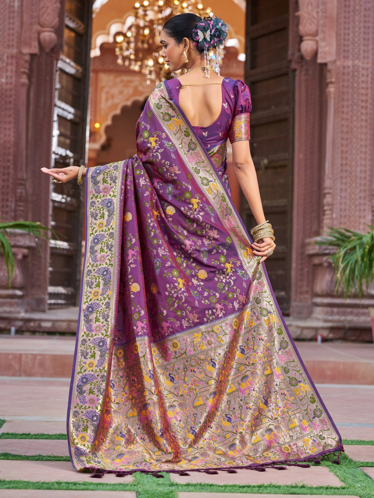 Wine Purple Prathani Soft Silk Saree With Unstitched Blouse Piece