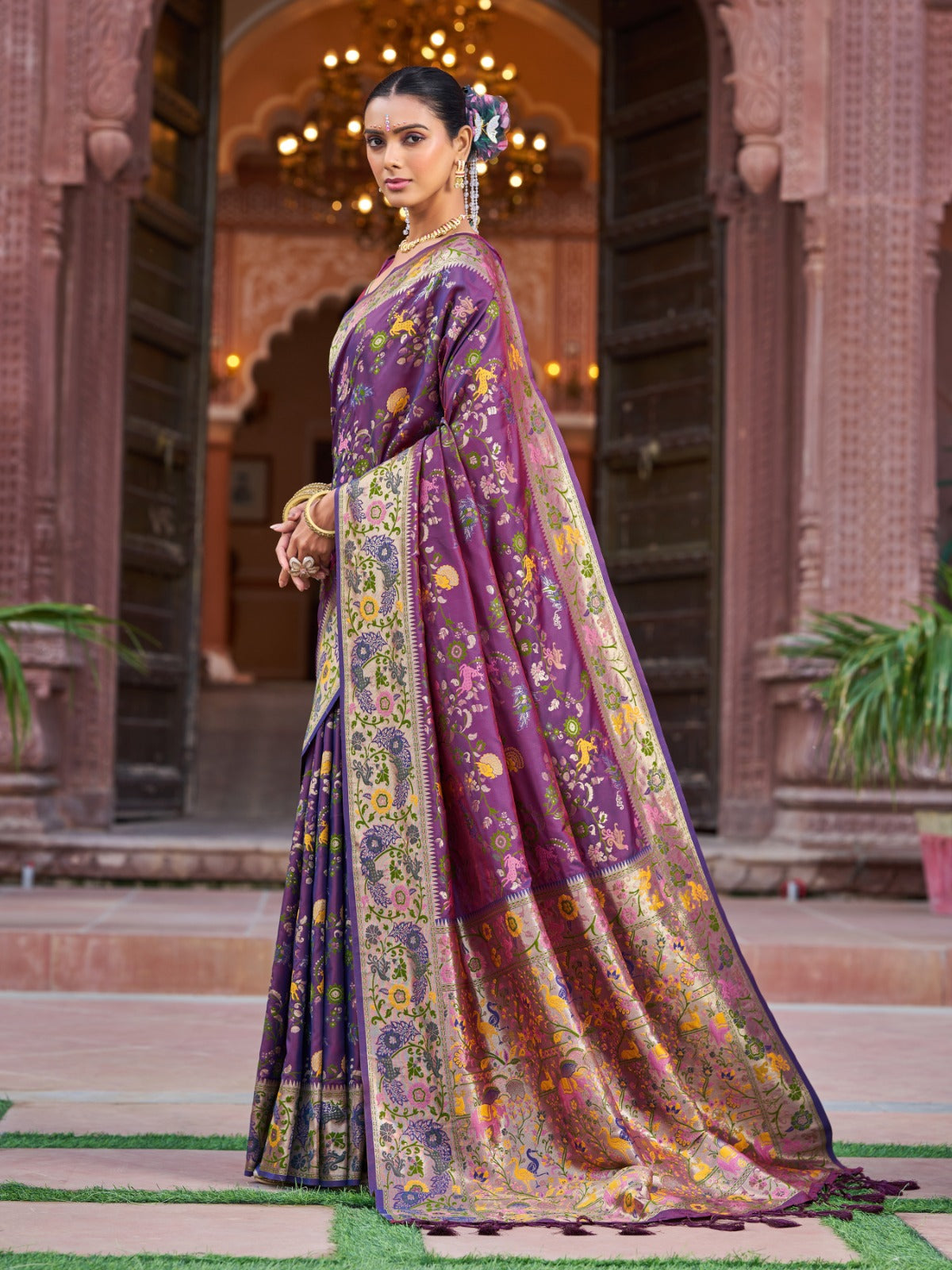 Wine Purple Prathani Soft Silk Saree With Unstitched Blouse Piece
