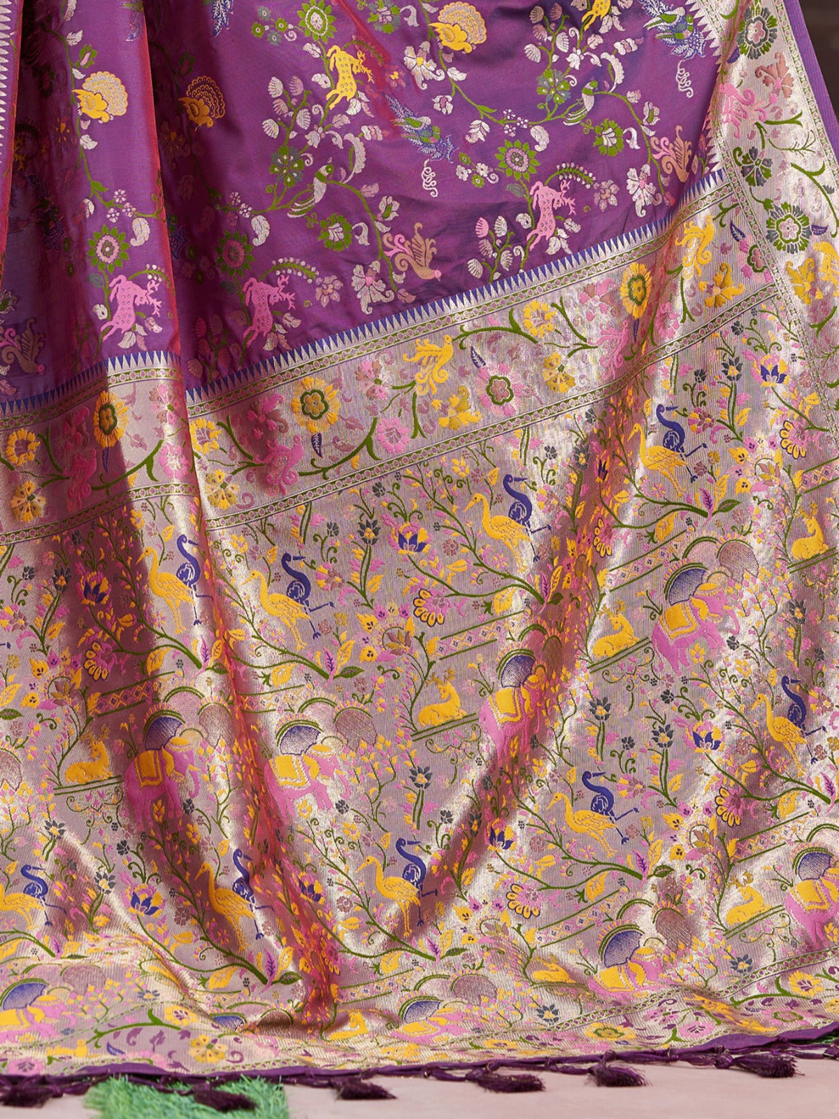 Wine Purple Prathani Soft Silk Saree With Unstitched Blouse Piece
