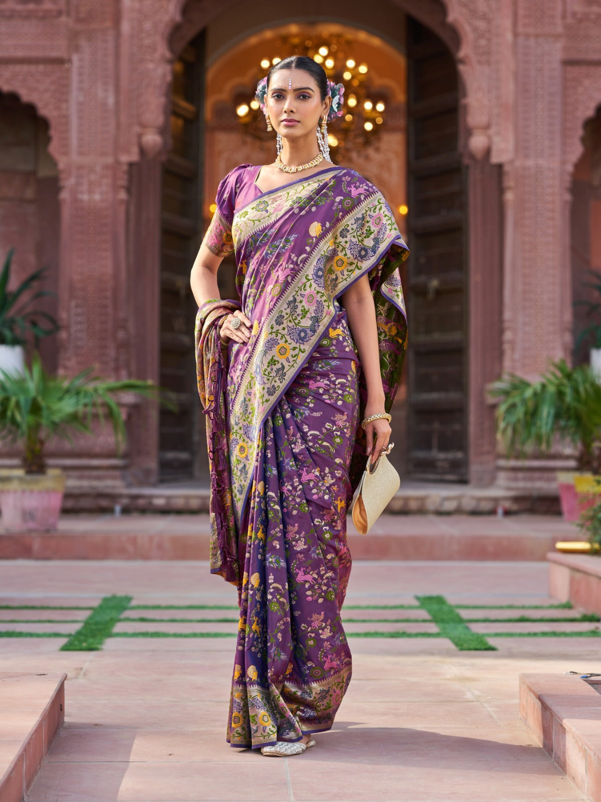 Wine Purple Prathani Soft Silk Saree With Unstitched Blouse Piece
