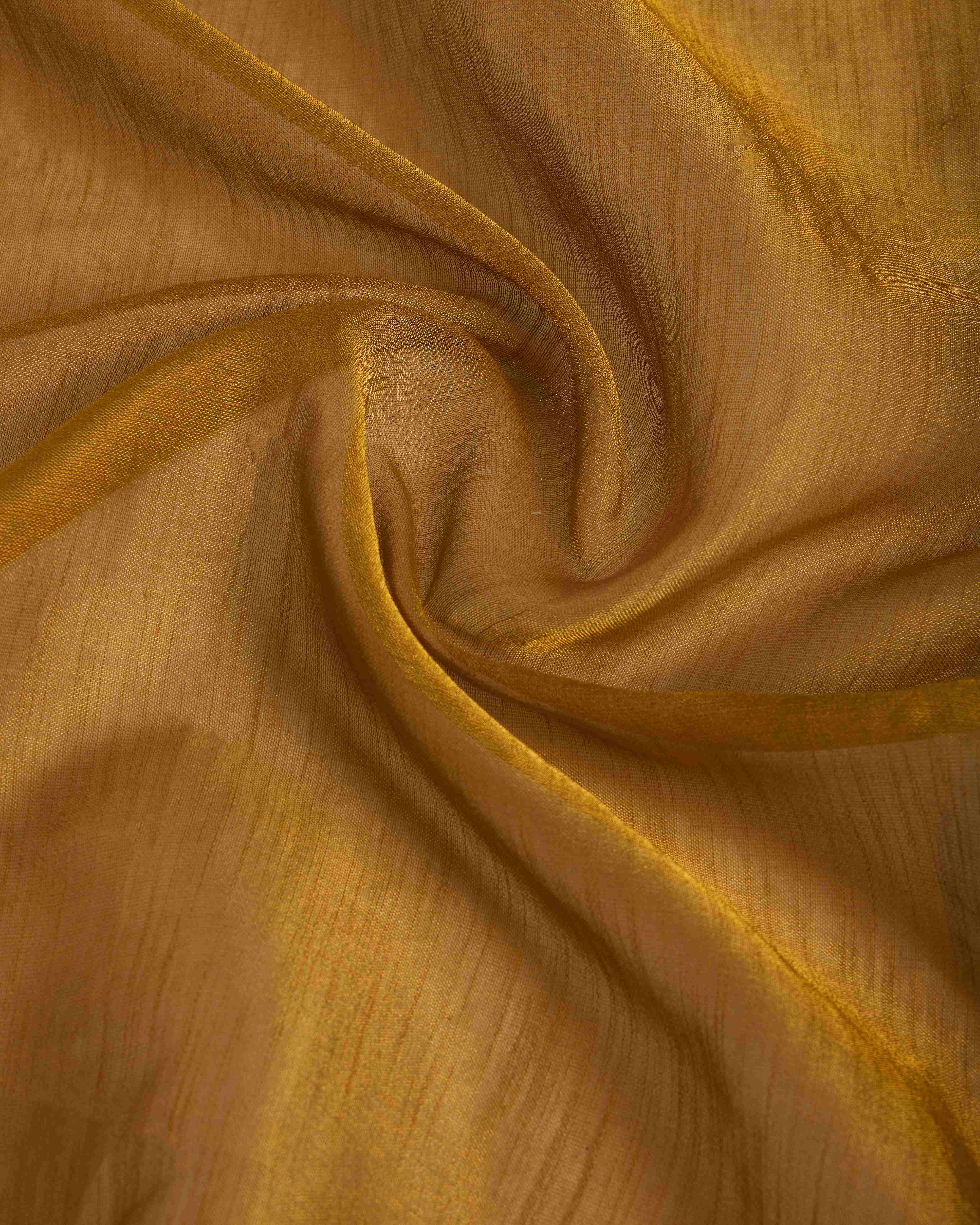 Red & Golden-Toned  Tissue Saree With Unstitched Blouse