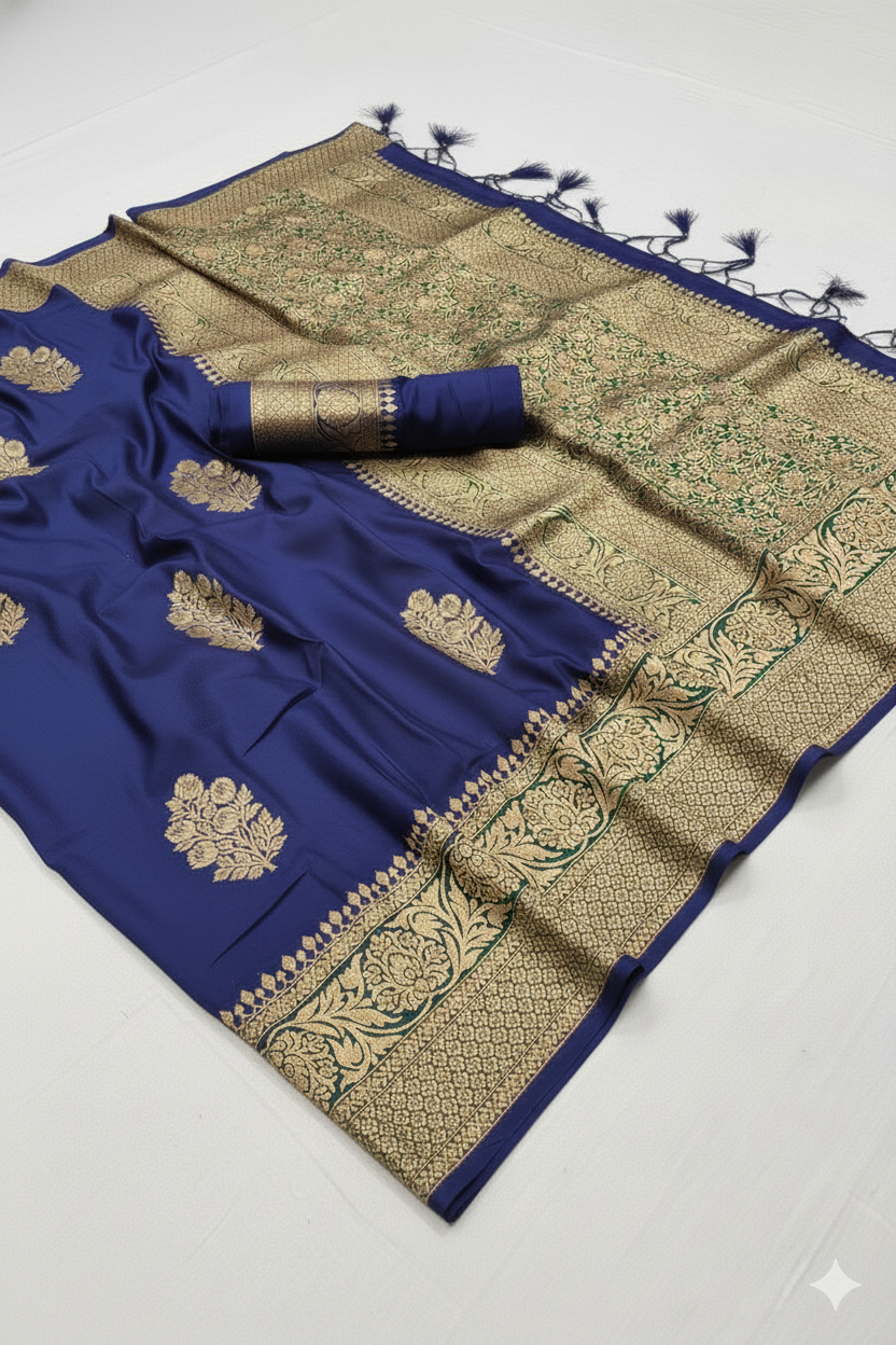Fluid Blue Georgette Saree With Unstitched Blouse Piece