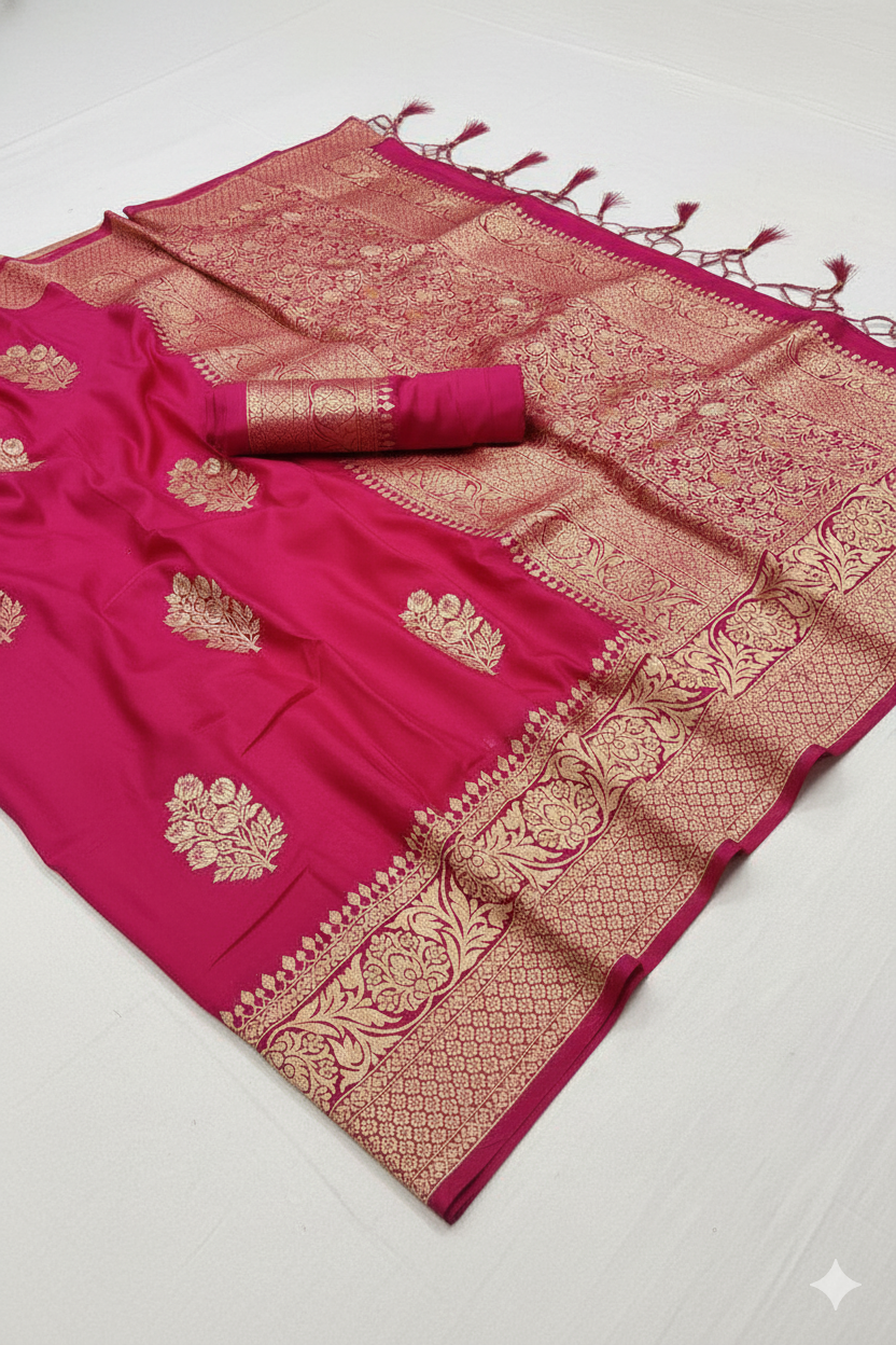 Fluid Pink Georgette Saree With Unstitched Blouse Piece