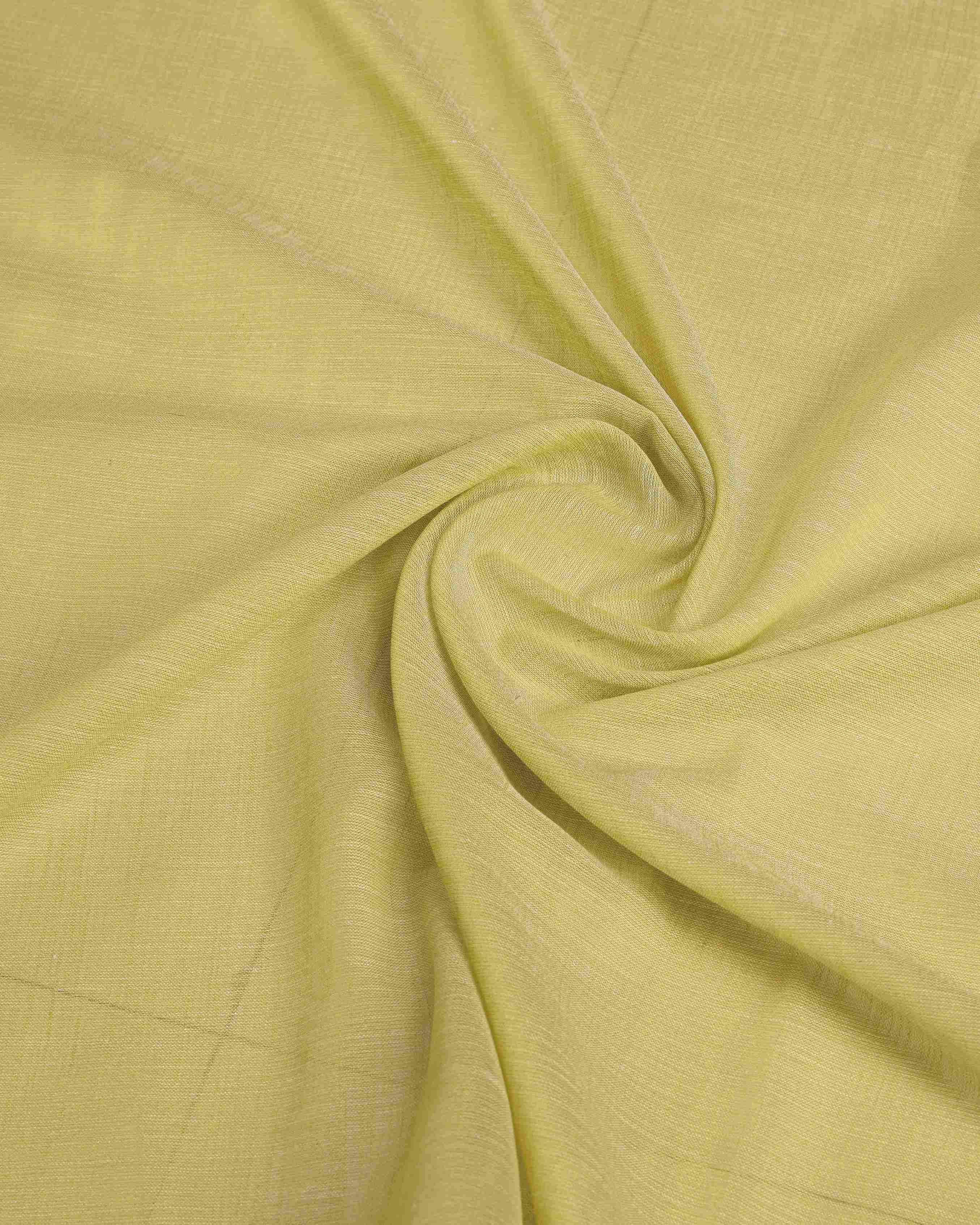 Lemon  Cotton Linen Saree With Pure Cotton Unstitched Blouse Piece