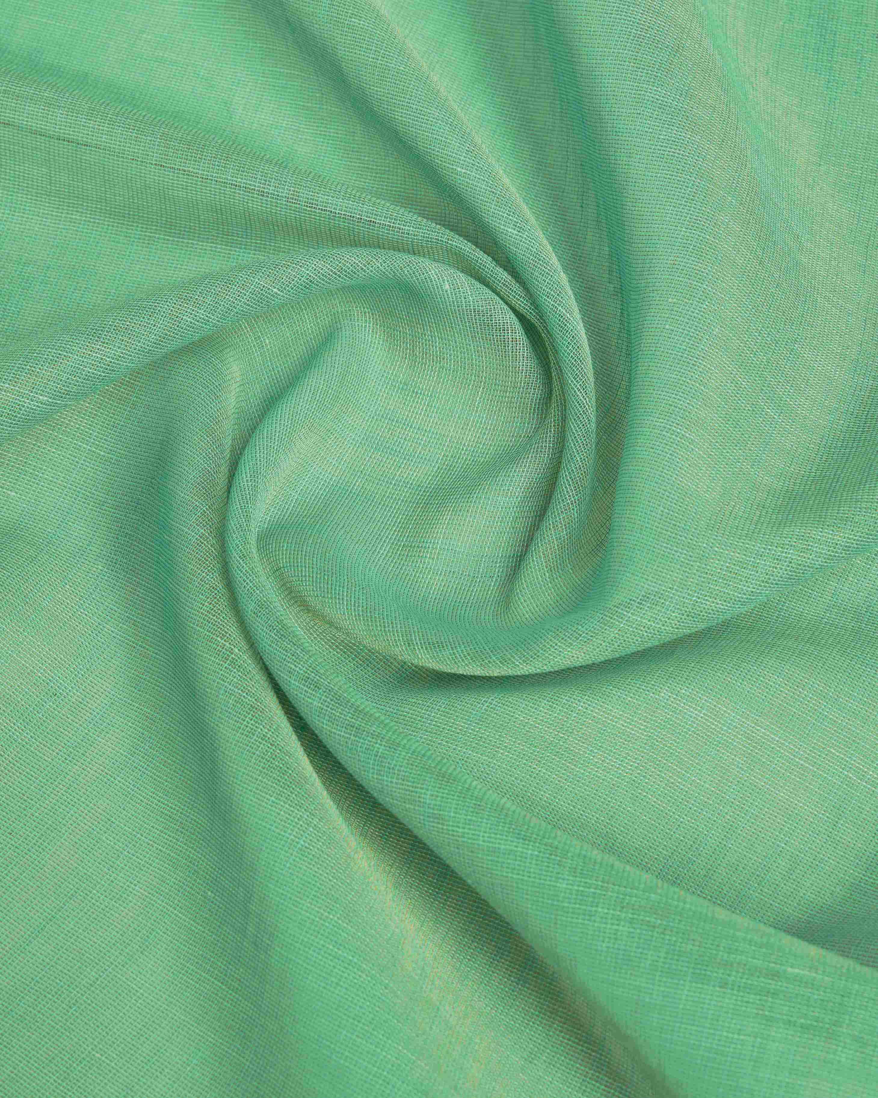 Sea Green Cotton Linen Saree With Pure Cotton Unstitched Blouse Piece