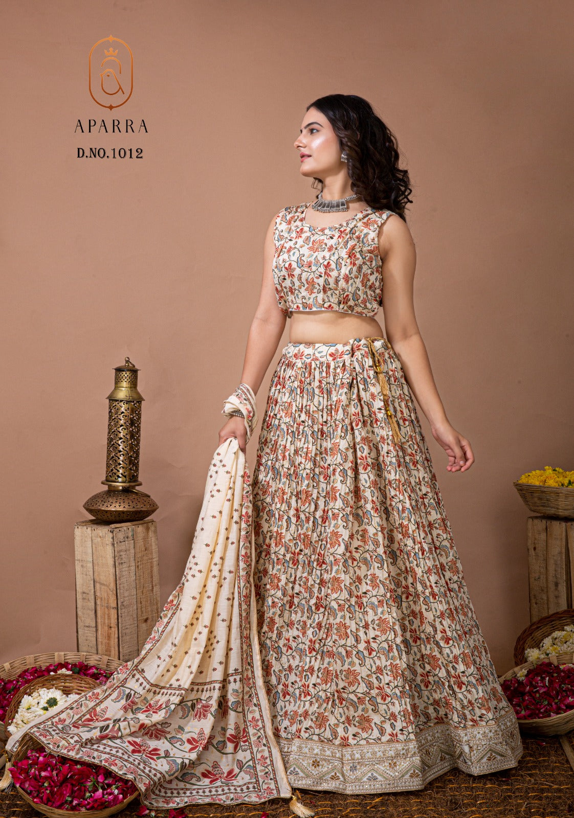 Floral Printed Lehenga Choli with Contrasting Dupatta