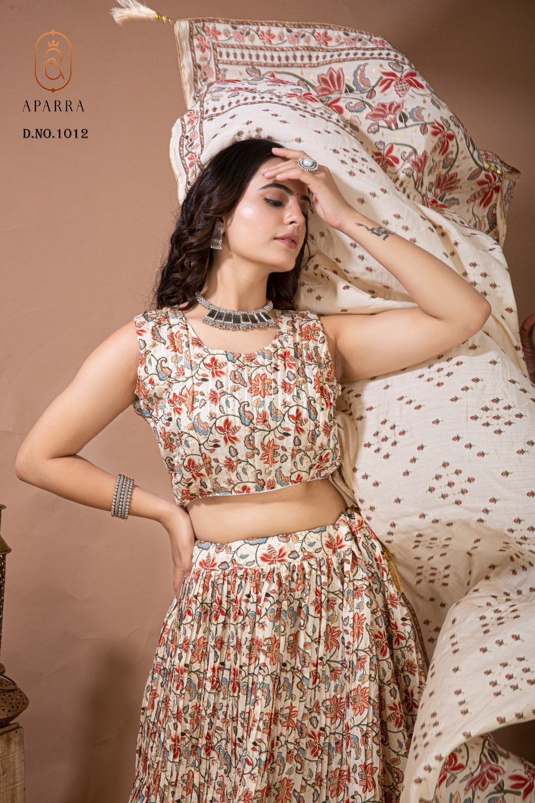 Floral Printed Lehenga Choli with Contrasting Dupatta