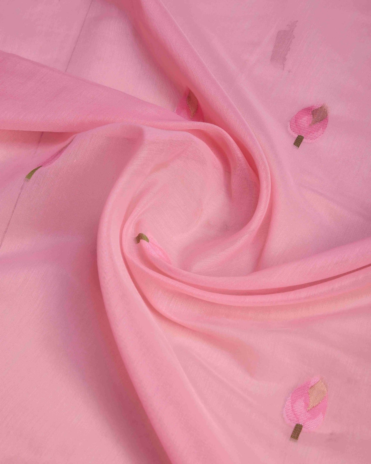 Baby Pink Cotton Linen Saree With Pure Cotton Unstitched Blouse Piece