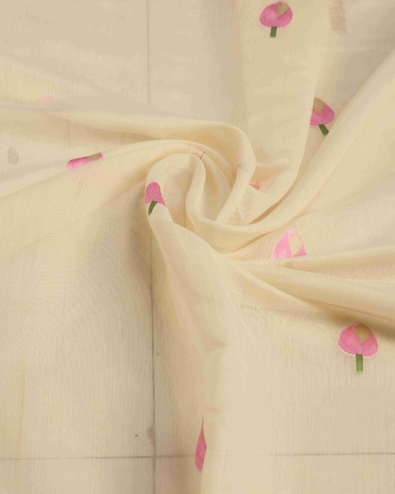 Off White Cotton Linen Saree With Pure Cotton Unstitched Blouse Piece
