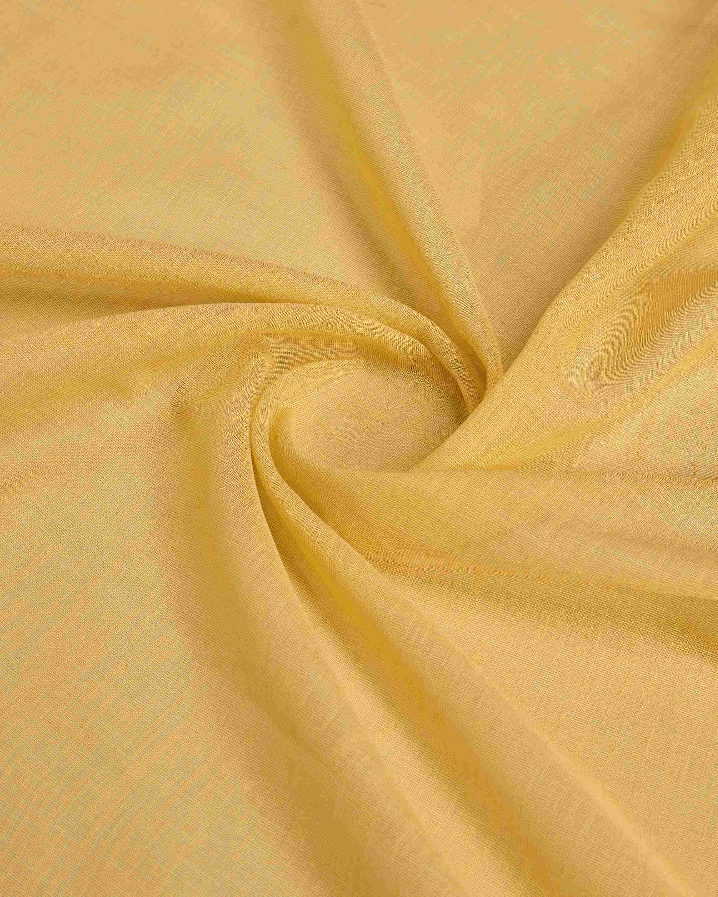 Yellow Cotton Linen Saree With Pure Cotton Unstitched Blouse Piece